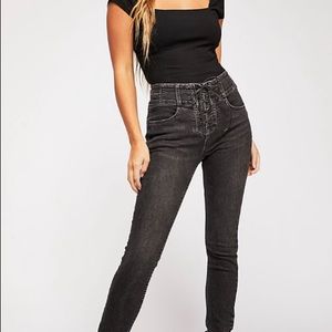 Free People We the Free Lace Up Black CRVY Jeans